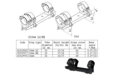 Image of Sako Sako Trg Scope Mount 3 Ring 34mm Diameter Med 3637mm Height Phosphate 30 Moa S151f972