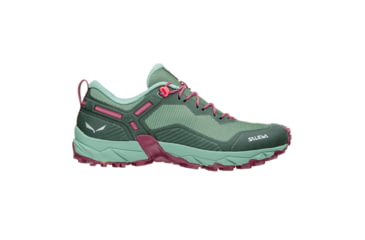 Image of Salewa Ultra Train 3 Hiking Shoes - Womens, Duck Green/Rhododendon, 9, 00-0000061389-5085-9