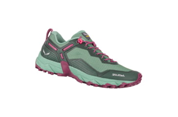 Image of Salewa Ultra Train 3 Hiking Shoes - Womens, Duck Green/Rhododendon, 9, 00-0000061389-5085-9