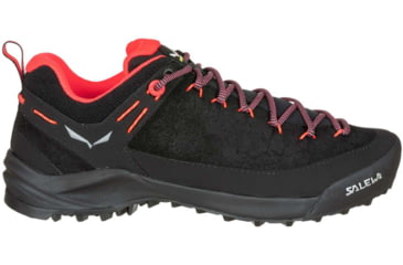 Image of Salewa Wildfire Leather Approach Shoes - Womens, Black/Fluo Coral, 9, 00-0000061396-936-9
