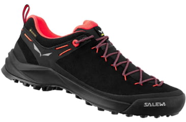 Image of Salewa Wildfire Leather Approach Shoes - Womens, Black/Fluo Coral, 9, 00-0000061396-936-9