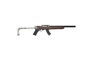 Image of Samson B-TM Ruger 10/22 with Bull Barrel Folding Walnut Stock, Stainless Steel Finish, Brown, 10-00046-00