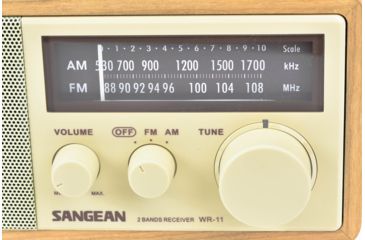 Image of Sangean AM/FM Analog Tuning w/ LED Indicator, Dynamic Bass, Rec Out, Walnut WR-11