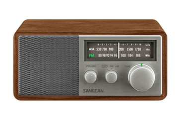 Image of Sangean AM / FM Analog Wooden Cabinet Radio, Walnut-Silver, SG-116