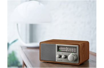 Image of Sangean AM / FM Analog Wooden Cabinet Radio, Walnut-Silver, SG-116