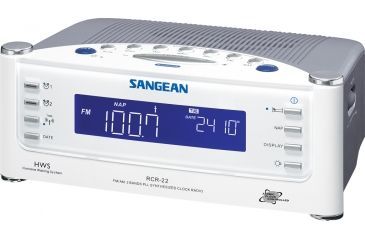 Image of Sangean AM/FM/Aux Atomic Clock Radio, White/ silver RCR-22