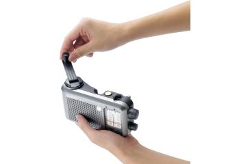 Image of Sangean AM/FM Multi-Powered, Battery/AC/Crank Rechargeable Water-Resistant, Silver MMR-77