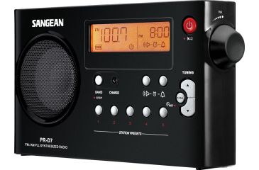 Image of Sangean AM/FM Stereo Digital Tuning, Sleep &amp; Snooze Alarm, Black PR-D7 BK