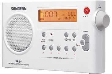 Image of Sangean AM/FM Stereo Digital Tuning, Sleep &amp; Snooze Alarm, White PR-D7