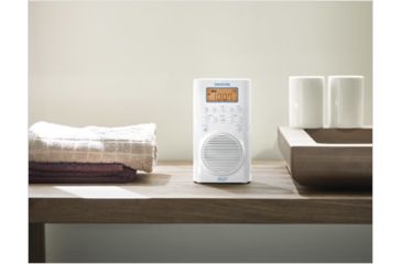 Image of Sangean AM/FM/WX Waterproof Shower Radio Vertical Compact Design, White, Small, H-205