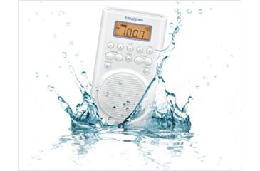 Image of Sangean AM/FM/WX Waterproof Shower Radio Vertical Compact Design, White, Small, H-205