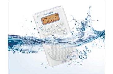 Image of Sangean AM/FM/WX Waterproof Shower Radio Vertical Compact Design, White, Small, H-205