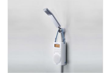 Image of Sangean AM/FM/WX Waterproof Shower Radio Vertical Compact Design, White, Small, H-205