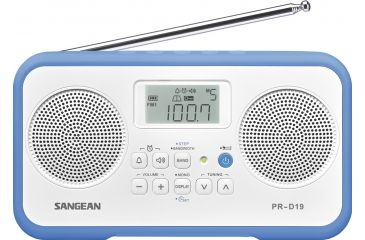 Image of Sangean PR-D19 FM Stereo/AM Portable Radio, White/Blue PR-D19BU