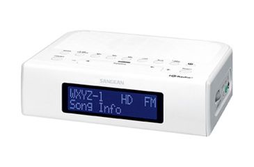 Image of Sangean HD AM/FM-RBDS Digital Tuning Clock Radio w/USB Phone Charging, White, Small, HDR-15