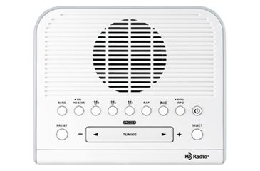 Image of Sangean HD AM/FM-RBDS Digital Tuning Clock Radio w/USB Phone Charging, White, Small, HDR-15