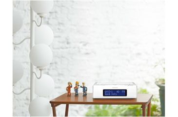 Image of Sangean HD AM/FM-RBDS Digital Tuning Clock Radio w/USB Phone Charging, White, Small, HDR-15