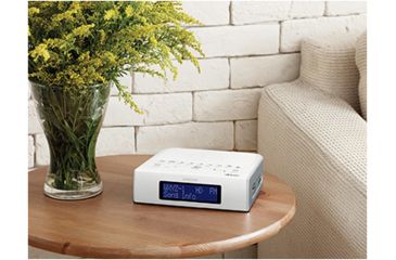 Image of Sangean HD AM/FM-RBDS Digital Tuning Clock Radio w/USB Phone Charging, White, Small, HDR-15