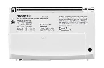 Image of Sangean HD Radio / FM-RBDS / AM Portable Radio, White-Gray, SG-108