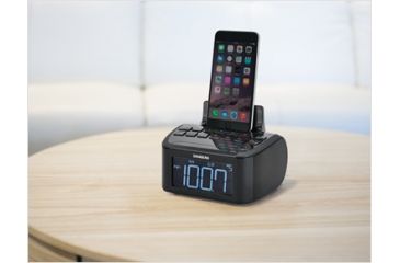 Image of RCR-28 Digital Tuning Clock Radio Compatible with iPhone / iPod with Aux-In, Black