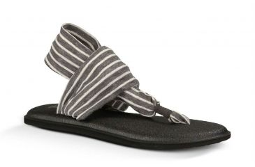 Image of Sanuk Yoga Sling 2 Print Sandal - Womens-Charcoal/Natural Stripes-Medium-9 US