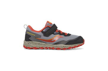 Image of Saucony Peregrine KDZ A/C Sneakers - Kids, Grey/Red/Yellow, 4.5, Medium, SK267490-M-4.5