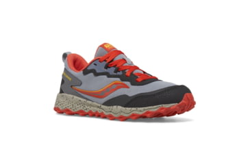 Image of Saucony Peregrine KDZ Sneakers - Kids, Grey/Red/Yellow, 7, Medium, SK267487-M-7