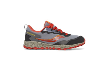 Image of Saucony Peregrine KDZ Sneakers - Kids, Grey/Red/Yellow, 7, Medium, SK267487-M-7
