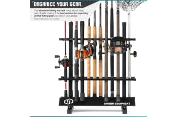 Image of Savior Equipment Aluminum Fishing Rod Rack, 24 Slot, Carbon Black, RK-FRODAL-24-BK