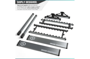 Image of Savior Equipment Aluminum Fishing Rod Rack, 24 Slot, Gunmetal Gray, RK-FRODAL-24-GM