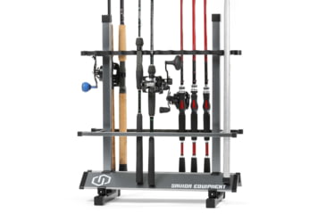Image of Savior Equipment Aluminum Fishing Rod Rack, 24 Slot, Gunmetal Grey, 24in x 28.25in x 13in, RK-FRODAL-24-GM