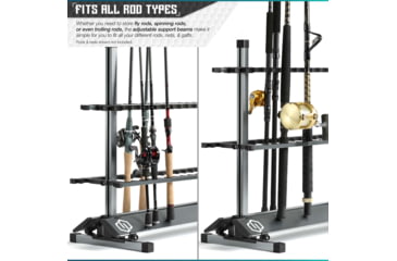 Image of Savior Equipment Aluminum Fishing Rod Rack, 36 Slot, Gunmetal Gray, RK-FRODAL-36-GM