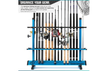 Image of Savior Equipment Aluminum Fishing Rod Rack, 36 Slot, Ocean Blue, RK-FRODAL-36-OB