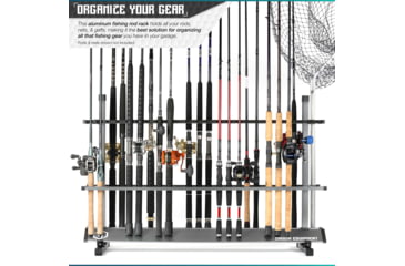 Image of Savior Equipment Aluminum Fishing Rod Rack, 48 Slot, Gunmetal Gray, RK-FRODAL-48-GM