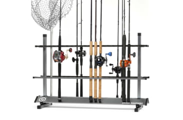Image of Savior Equipment Aluminum Fishing Rod Rack, 48 Slot, Gunmetal Grey, 46.5in x 30.25in x 14.75in, RK-FRODAL-48-GM