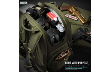 Image of Savior Equipment Compact S.E.M.A Pistol Backpack, 3 Gun, OD Green, BP-CPSEMA-WS-OG
