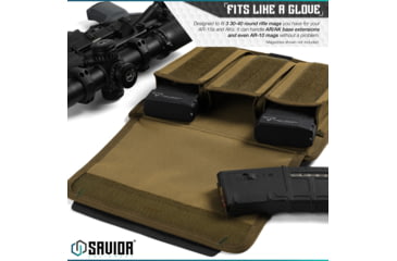 Image of Savior Equipment Mag Buddy Rifle Magazine Pouch, Dark FDE, 9.75in H x 10.75in W, MP-FD-RIFX3-2P-TN