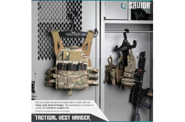 Image of Savior Equipment Tactical Vest Hanger, 2 Pack, Black, 16in L x 8.5in H x 1in D, HAN-150V1-2P-BK