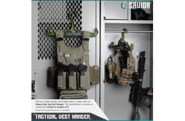 Image of Savior Equipment Tactical Vest Hanger, 2 Pack, OD Green, 16in L x 8.5in H x 1in D, HAN-150V1-2P-OG