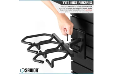 Image of Savior Equipment Wall Rack System 5 Panel Kit w/Attachments, Black, 24x30.25x0.63in, WRS-HALF-A3P6-BK