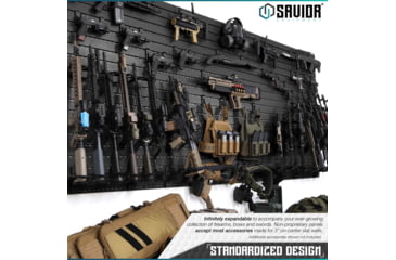 Image of Savior Equipment Wall Rack System 5 Panel Kit w/Attachments, Black, 24x30.25x0.63in, WRS-HALF-A3P6-BK