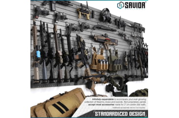 Image of Savior Equipment Wall Rack System 5 Panel Kit w/Attachments, Gray, 24x30.25x0.63in, WRS-HALF-A3P6-GS