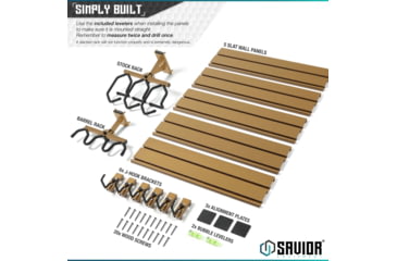 Image of Savior Equipment Wall Rack System 5 Panel Kit w/Attachments, Tan, 24x30.25x0.63in, WRS-HALF-A3P6-TN