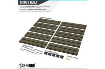 Image of Savior Equipment Wall Rack System w/10 Panels, OD Green, 24in x 6.25in x0.63in, OD Green, 24in x 6.25in x0.63in, WRS-PAN10-OG