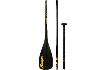 Image of Storm QuickDraw 3 Piece Traveler SUP Paddle 100 sq in-Black Blade with Yellow Trim