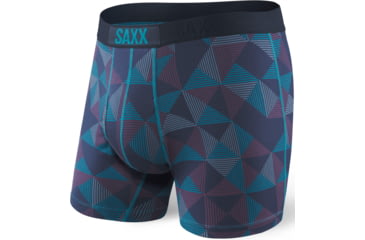 Image of Saxx Ultra Boxer Fly - Men's-Navy Pyramid Check-Small