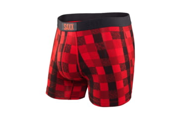 Image of Saxx Vibe Boxer Modern Fit - Men's-Red Lumberjack Plaid-X-Large