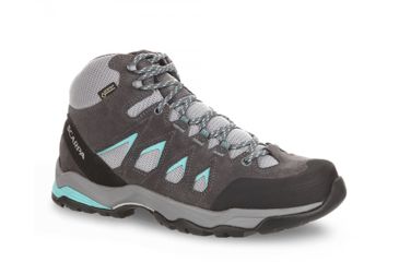 Image of Scarpa Moraine Mid GTX Hiking Shoes, Womens, Grey/Lagoon, Medium, 38.5, 63064/202-GryLag-38.5