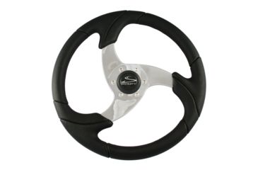 Image of Schmitt &amp; Ongaro Marine Folletto 14.2" Black Poly Steering Wheel w/ Polished Spokes and Black Cap - Fits 3/4" Tapered Shaft Helm 44212