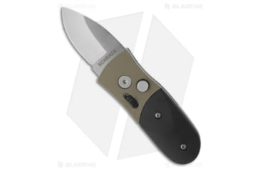 Image of Schrade California Issue Automatic Folding Knife, 1.75in, 440 Stainless Steel, Drop Point Blade, Delrin Black/Bronze Handle, Steel/Black/Bronze, 4.875in, BHQ-16210